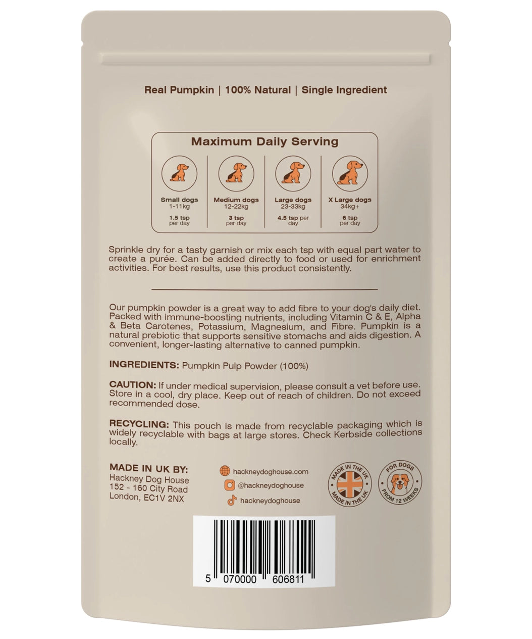 Hackney Dog House Pumpkin Puree Powder